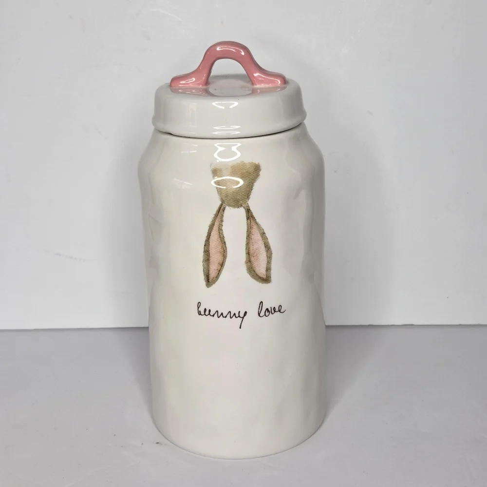Rae‎ Dunn Easter Pink Bunny Ears Bunny Love Canister Cookie Jar